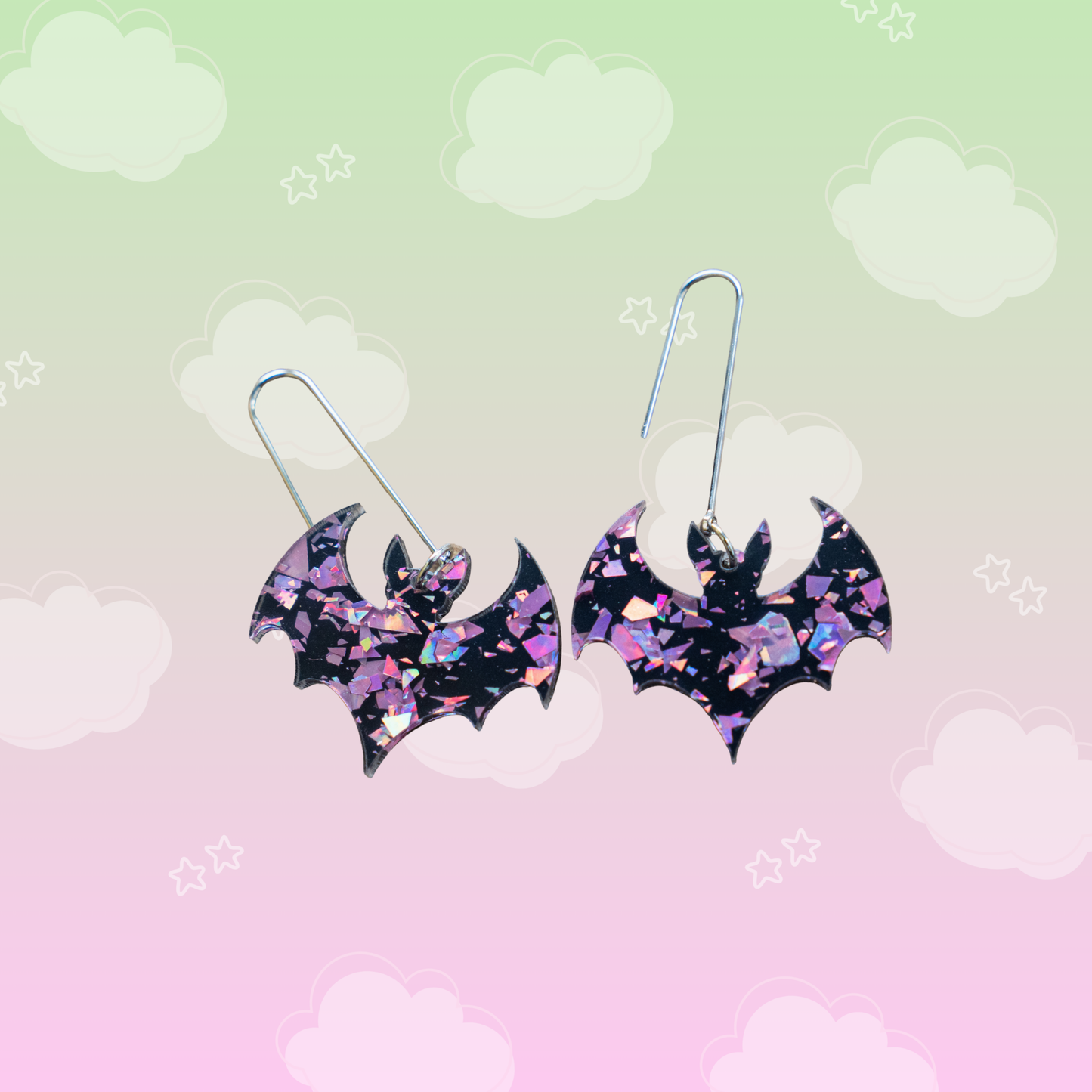 Chunky Purple Bat Earrings