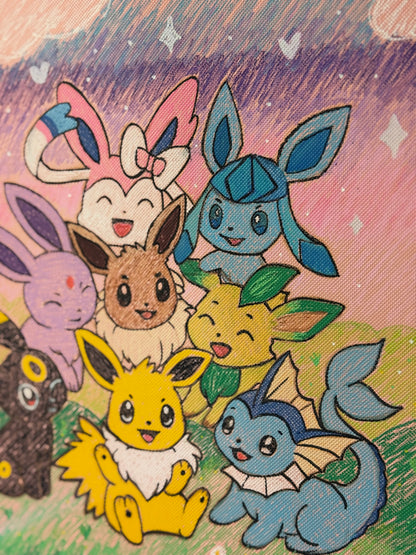Hand-Drawn Eevee Evolution Vault X Binder – 9-Pocket Pink Trading Card Album