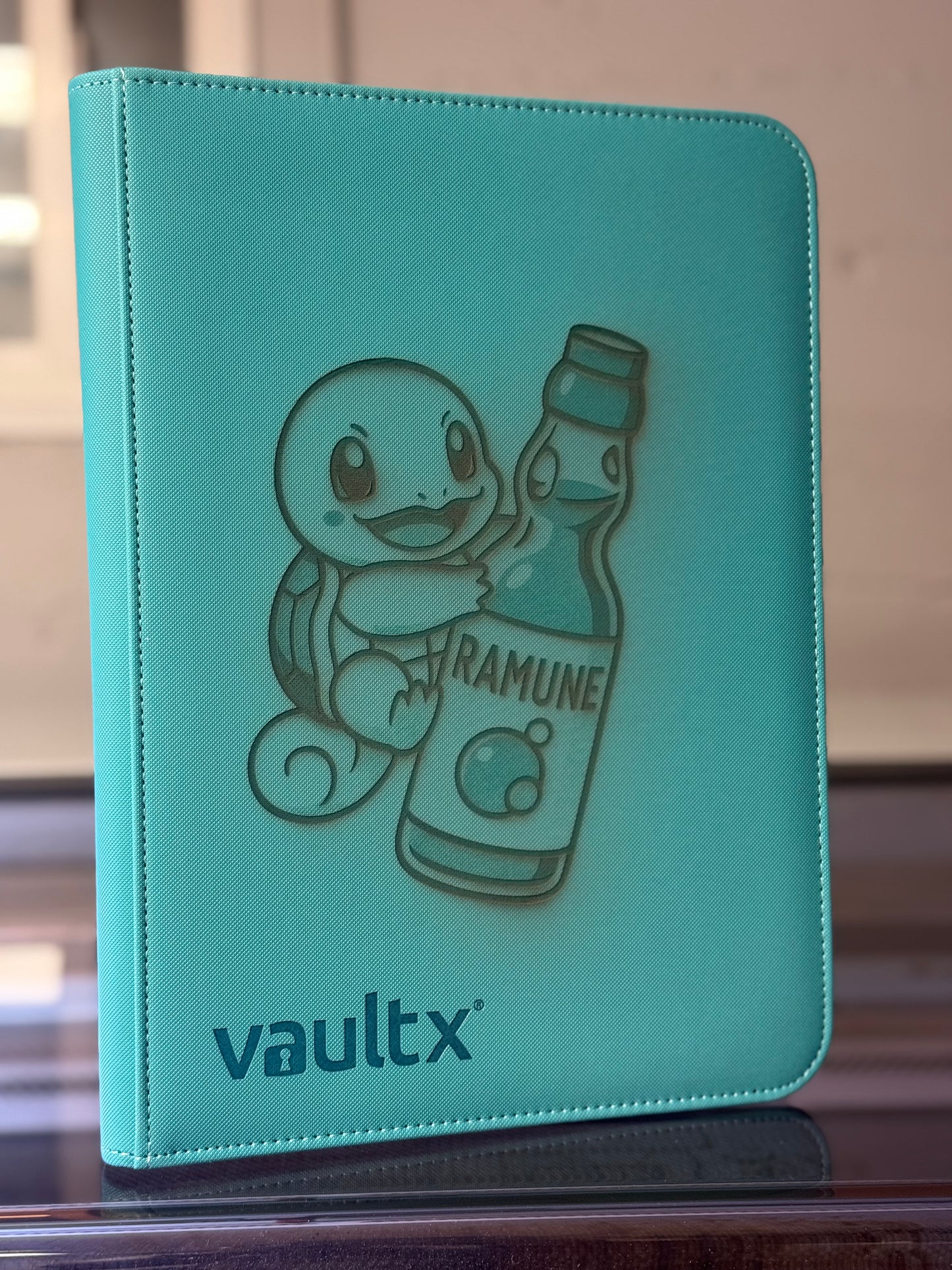Ocean Blue 9-Pocket Trading Card Binder – Cute Turtle & Ramune Drink Design, trading card binder, vaultx binder