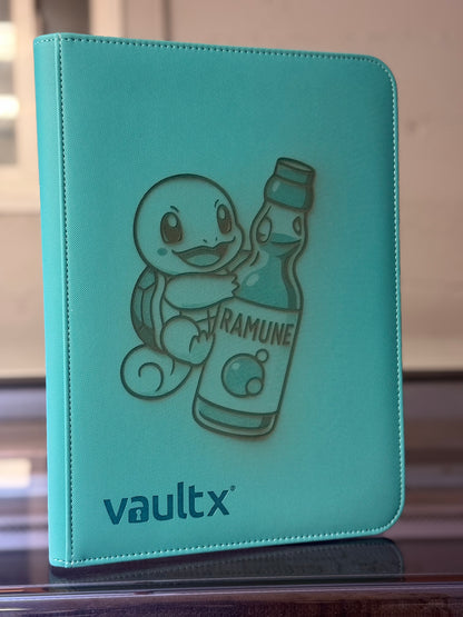 Ocean Blue 9-Pocket Trading Card Binder – Cute Turtle & Ramune Drink Design, trading card binder, vaultx binder