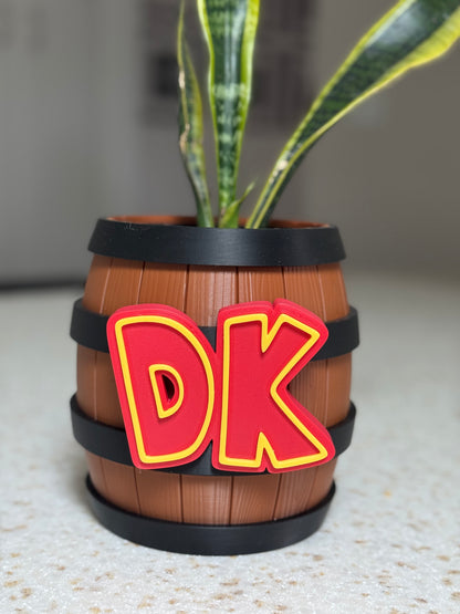 Self-Watering Jungle Barrel Planter – 3D Printed Decor Pot (No Plant Included)