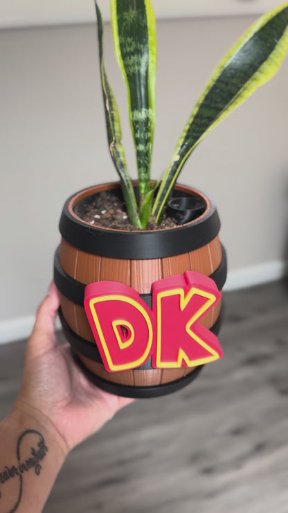 Self-Watering Jungle Barrel Planter – 3D Printed Decor Pot (No Plant Included)